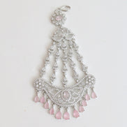 Rhodium-Plated American Diamond Cascading Maang Tikka