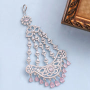 Rhodium-Plated American Diamond Cascading Maang Tikka