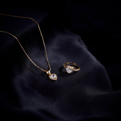Opal Touch - Golden Harmony Locket and Ring Combo - Combo