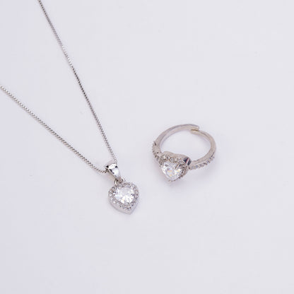 Rhodium Radiance Locket and Ring Combo