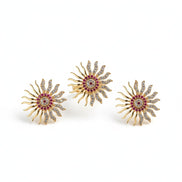 Gold Plated Sunburst American Diamond Jewelry Set (Pack of 2)