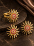 Gold Plated Sunburst American Diamond Jewelry Set (Pack of 2)