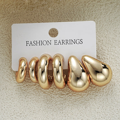 Amazing Half Circle Gold Plated Studs (Pack of 3)