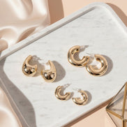 Amazing Half Circle Gold Plated Studs (Pack of 3)