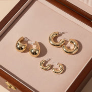 Amazing Half Circle Gold Plated Studs (Pack of 3)