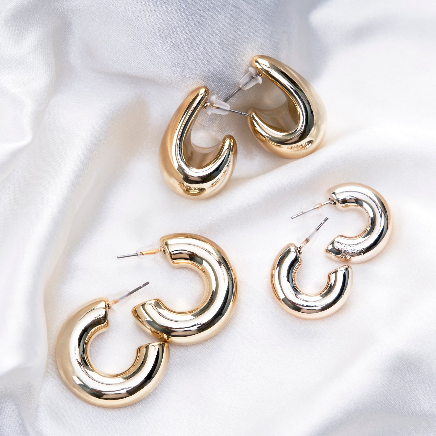 Amazing Half Circle Gold Plated Studs (Pack of 3)