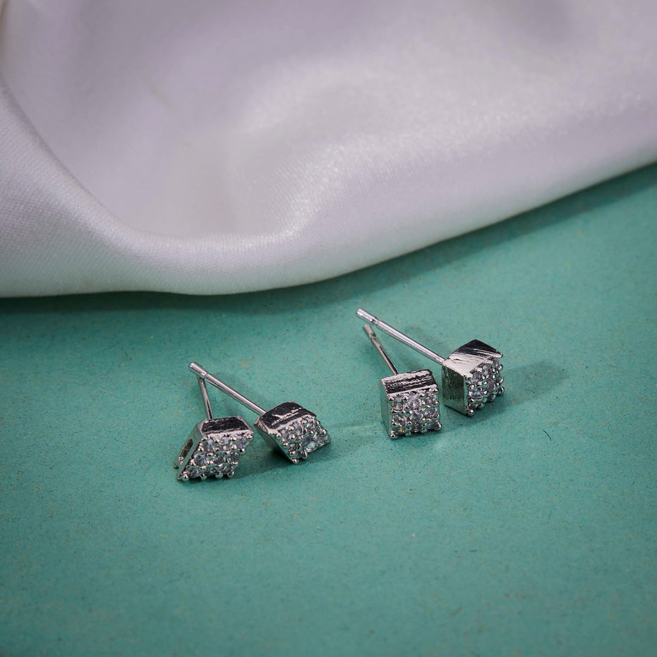 Geometric Diamond Stud Earrings Set