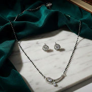 Curved Pendant American Diamond Mangalsutra Set
