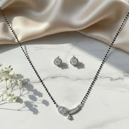 Curved Pendant American Diamond Mangalsutra Set