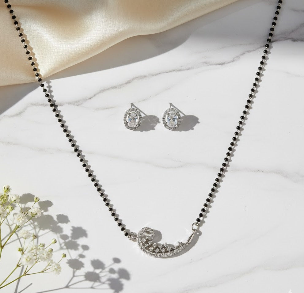 Paisley Design American Diamond Mangalsutra Set