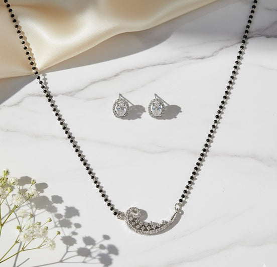 Paisley Design American Diamond Mangalsutra Set