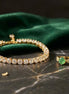 Gold Plated Round-Cut Tennis Bracelet & Green Stone Ring Set