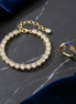 Tennis Bracelet with Round-Cut Stones & Blue Stone Ring