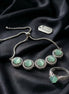 Tennis Bracelet with Green Stone Elegant Ring