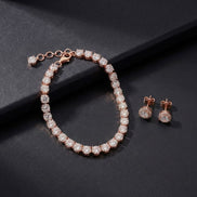 Tennis Bracelet with Round-Cut Stones & Elegant Stud Earrings