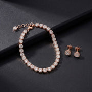 Tennis Bracelet with Round-Cut Stones & Elegant Stud Earrings
