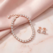 Tennis Bracelet with Round-Cut Stones & Elegant Stud Earrings