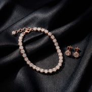 Tennis Bracelet with Round-Cut Stones & Elegant Stud Earrings