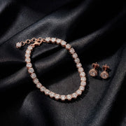 Tennis Bracelet with Round-Cut Stones & Elegant Stud Earrings
