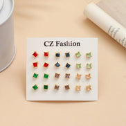 Square Shaped Traditional Gold Plated Stud Combo