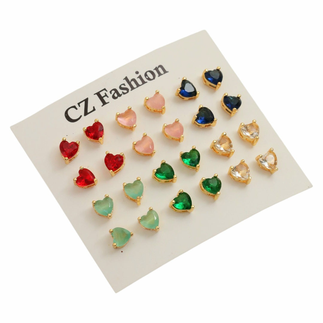 Heart Shaped Enchanted Gold Plated Stud Combo