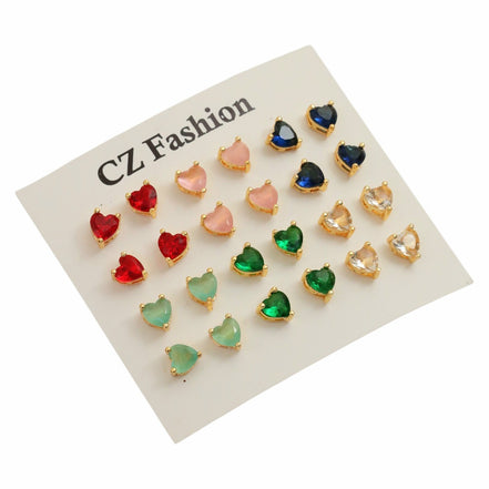 Heart Shaped Enchanted Gold Plated Stud Combo