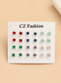 Square Shaped Traditional Rhodium Plated Stud Combo
