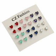 Heart Shaped Enchanted Rhodium Plated Stud Combo