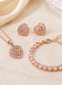 Rose Gold Heart Pendant Necklace, Bracelet & Earrings Jewelry Set