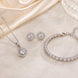 Rhodium Cubic Zirconia Pendant Necklace, Bracelet & Earrings Jewelry Set