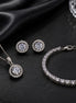 Rhodium Cubic Zirconia Pendant Necklace, Bracelet & Earrings Jewelry Set