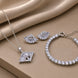 Rhodium Plated Baguette CZ Pendant Necklace, Bracelet & Earrings Jewelry Set