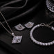 Rhodium Plated Baguette CZ Pendant Necklace, Bracelet & Earrings Jewelry Set