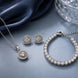 Sunburst Halo CZ Rhodium Necklace, Bracelet & Earrings Jewelry Set