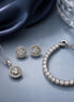Sunburst Halo CZ Rhodium Necklace, Bracelet & Earrings Jewelry Set