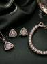 Triangle Halo CZ Rose Gold Necklace, Bracelet & Earrings Jewelry Set