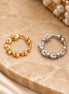 Gold & Rhodium Plated Floral Leaf Pattern CZ Nose Ring - Pack of 2