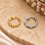 Gold & Rhodium Plated Floral Leaf Pattern CZ Nose Ring - Pack of 2
