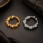 Gold & Rhodium Plated Floral Leaf Pattern CZ Nose Ring - Pack of 2