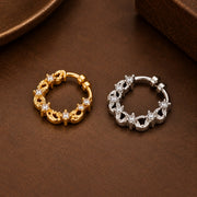 Gold & Rhodium Plated Elegant Swirl CZ Nose Ring - Pack of 2