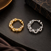 Gold & Rhodium Plated Elegant Swirl CZ Nose Ring - Pack of 2