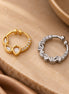 Gold & Rhodium Plated Leaf Cluster Nose Ring - Pack of 2