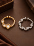 Gold & Rhodium Plated Teardrop Floral Design Nose Ring - Pack of 2