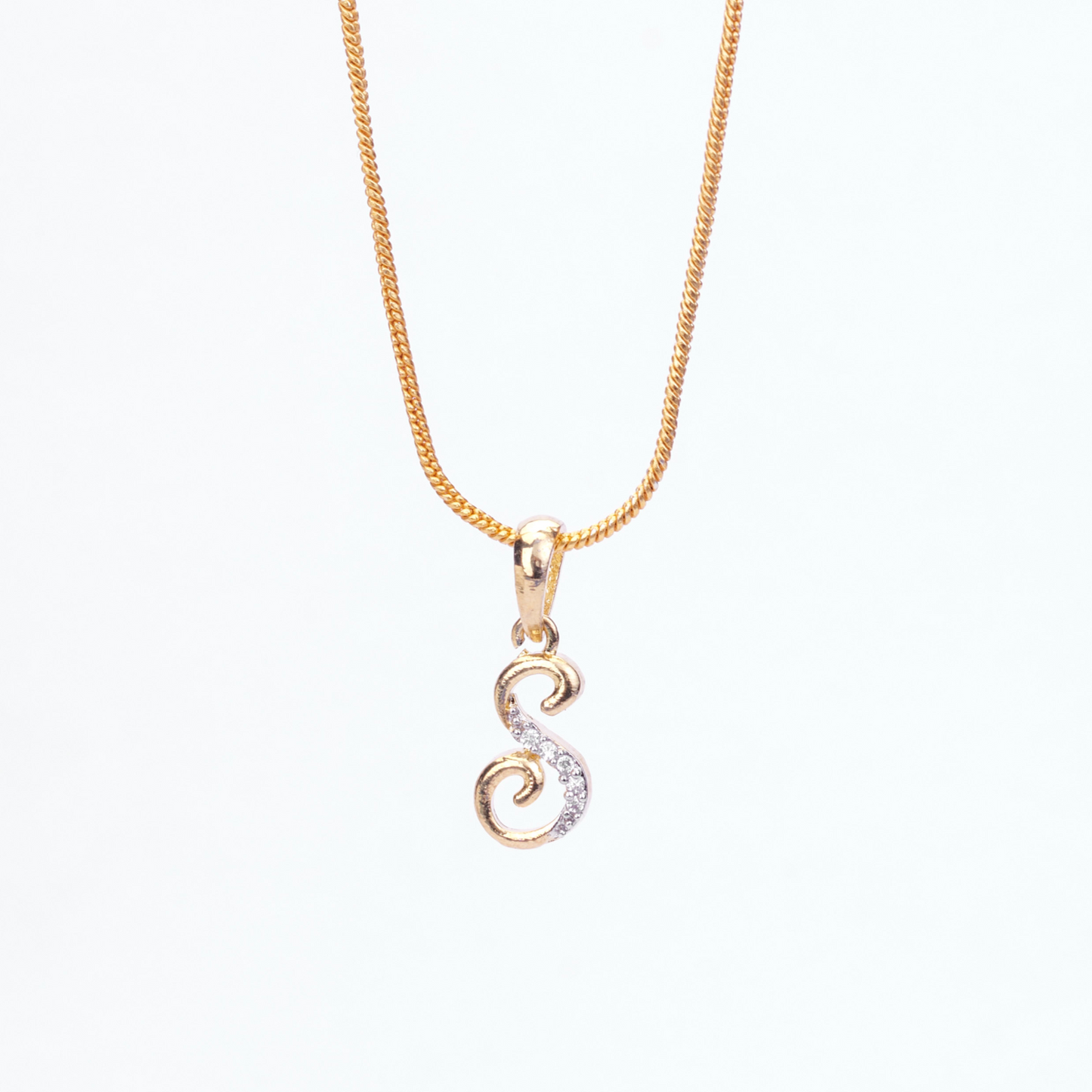 Alphabet S Two Tone Locket with Chain 