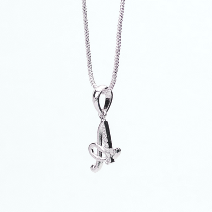 Alphabet A Rhodium Locket with 18 Inch Chain | Opal Touch - Opal Touch