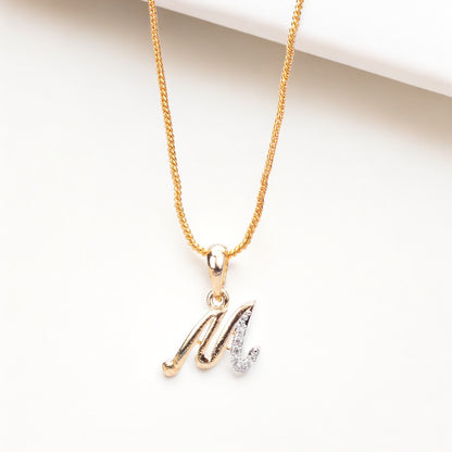 Alphabet M Two Tone Locket with Chain 