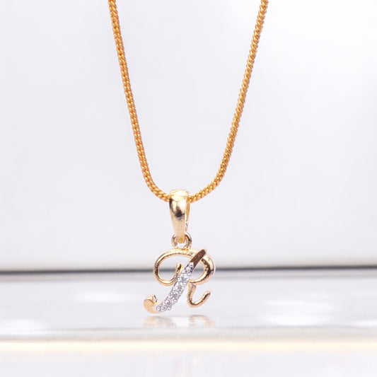 Opal Touch - Alphabet R Two Tone Locket with Chain (18") - Locket Set