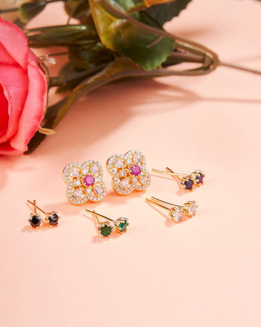 Gold Plated 5 Color Changeable Earrings - Opal Touch