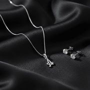 A' Initial Necklace and Cubic Zirconia Stud Earrings Set (Pack of 2) - Opal Touch