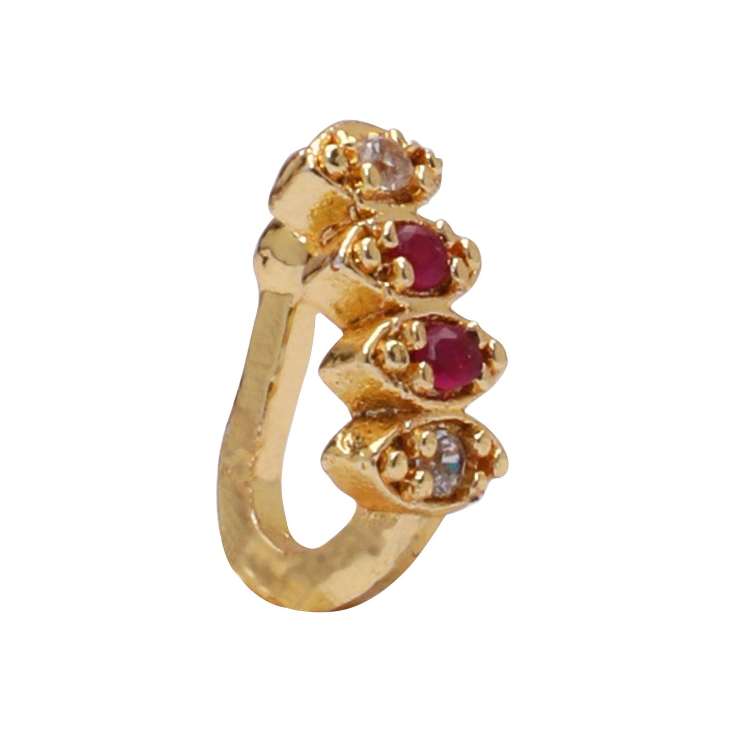 Opal Touch - AD CZ Diamond Pressing Golden Nose Pin (1 CM) - Nose Pin